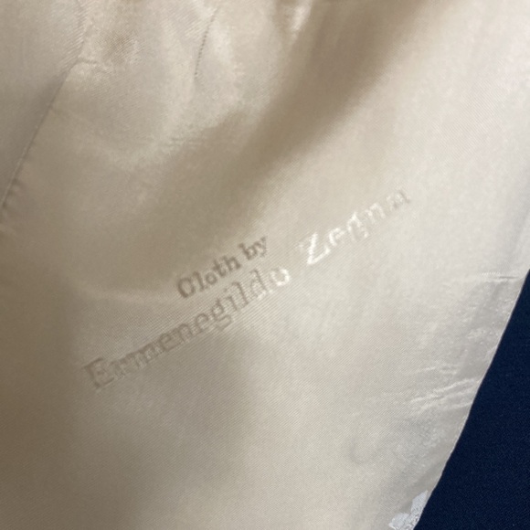 Vintage Sport Coat Mens 44S Navy Blue Wool Double Breast Peak Collar Gold Button - Picture 14 of 16